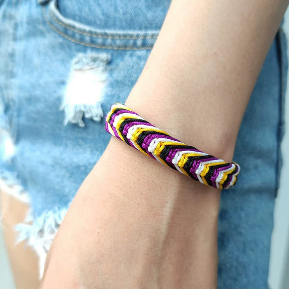 Hand Knitted Thread Rope Braided Bracelet Natural Colorful Geometric Woven Jewelry For Unisex