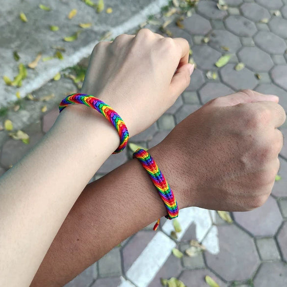 Hand Knitted Thread Rope Braided Bracelet Natural Colorful Geometric Woven Jewelry For Unisex