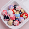 Hand Painted Flower Round Beads Beaded Diy Mobile Phone Chain And Key Chain Acrylic Jewelry Accessories For Cute Girls