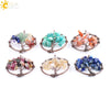 Hand Wound Natural Stone Tree Of Life Pendant Necklace With Colorful Crystal Gravel And Copper Accessories Fashion Jewelry