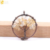 Hand Wound Natural Stone Tree Of Life Pendant Necklace With Colorful Crystal Gravel And Copper Accessories Fashion Jewelry