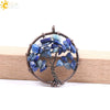 Hand Wound Natural Stone Tree Of Life Pendant Necklace With Colorful Crystal Gravel And Copper Accessories Fashion Jewelry