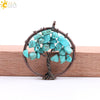 Hand Wound Natural Stone Tree Of Life Pendant Necklace With Colorful Crystal Gravel And Copper Accessories Fashion Jewelry