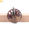 Hand Wound Natural Stone Tree Of Life Pendant Necklace With Colorful Crystal Gravel And Copper Accessories Fashion Jewelry