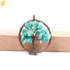 Hand Wound Natural Stone Tree Of Life Pendant Necklace With Colorful Crystal Gravel And Copper Accessories Fashion Jewelry