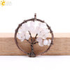 Hand Wound Natural Stone Tree Of Life Pendant Necklace With Colorful Crystal Gravel And Copper Accessories Fashion Jewelry