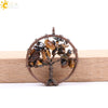 Hand Wound Natural Stone Tree Of Life Pendant Necklace With Colorful Crystal Gravel And Copper Accessories Fashion Jewelry
