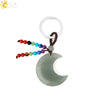 Hand Woven Natural Crystal Crescent Moon And Star Tassel Keychain Colorful Stone Rope Pendant Accessory Personality Style