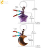 Hand Woven Natural Crystal Crescent Moon And Star Tassel Keychain Colorful Stone Rope Pendant Accessory Personality Style