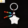 Hand Woven Natural Crystal Crescent Moon And Star Tassel Keychain Colorful Stone Rope Pendant Accessory Personality Style