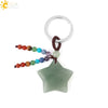 Hand Woven Natural Crystal Crescent Moon And Star Tassel Keychain Colorful Stone Rope Pendant Accessory Personality Style