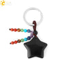 Hand Woven Natural Crystal Crescent Moon And Star Tassel Keychain Colorful Stone Rope Pendant Accessory Personality Style