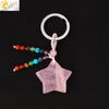 Hand Woven Natural Crystal Crescent Moon And Star Tassel Keychain Colorful Stone Rope Pendant Accessory Personality Style