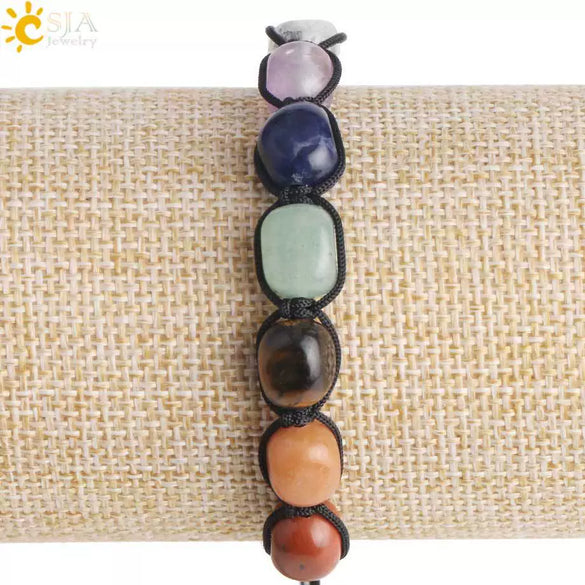 Hand Woven Natural Stone Bracelet With Oval Crystal And Semi Precious Stone Geometric Adjustable Unisex Bracelet