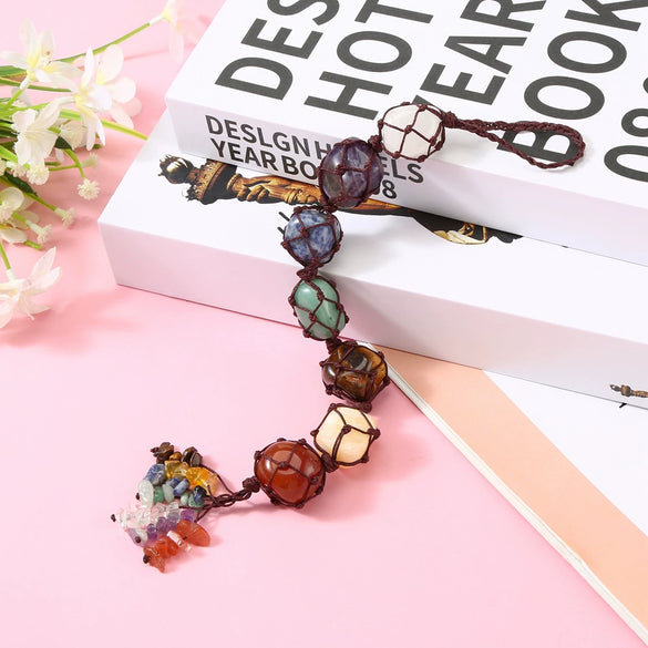 Hand Woven Stone Pendant Car Pendant With 7 Color Natural Stone