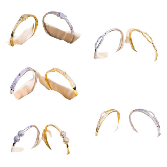Handcrafted Copper Bracelet With Simple Inlay And Electroplating Popular Niche Design For Women