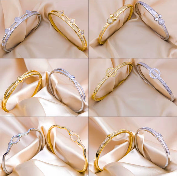 Handcrafted Copper Bracelet With Simple Inlay And Electroplating Popular Niche Design For Women