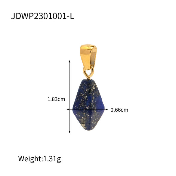 Handcut Geometric Powder Stone Pendant Allmatch Nonfading Titanium Steel Necklace For Women With Electroplating Treatment In Ins Style