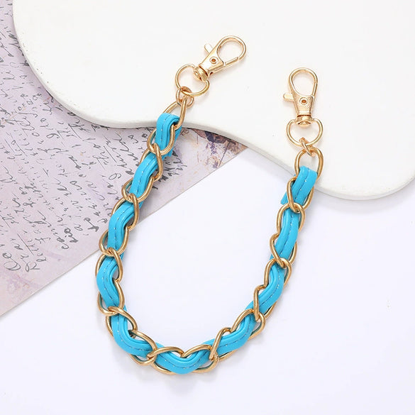 Handheld Chain Jewelry Accessories Metal Leather Double Chain Hand Knitted
