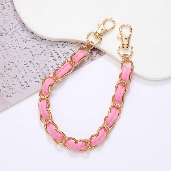 Handheld Chain Jewelry Accessories Metal Leather Double Chain Hand Knitted