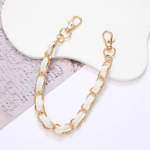 Handheld Chain Jewelry Accessories Metal Leather Double Chain Hand Knitted