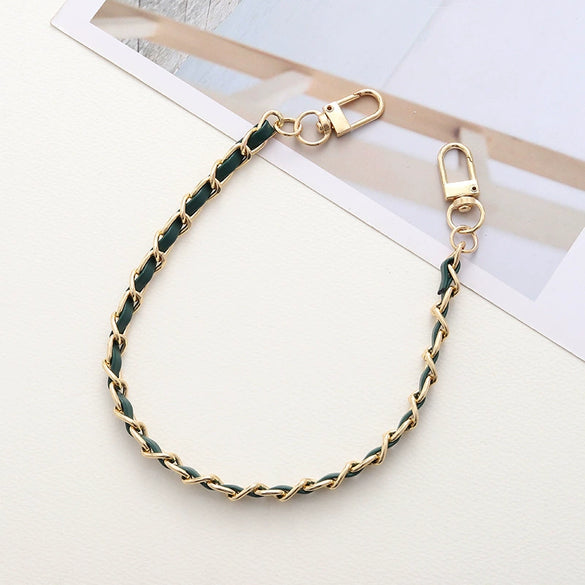 Handheld Chain Jewelry Accessories Metal Leather Double Chain Hand Knitted