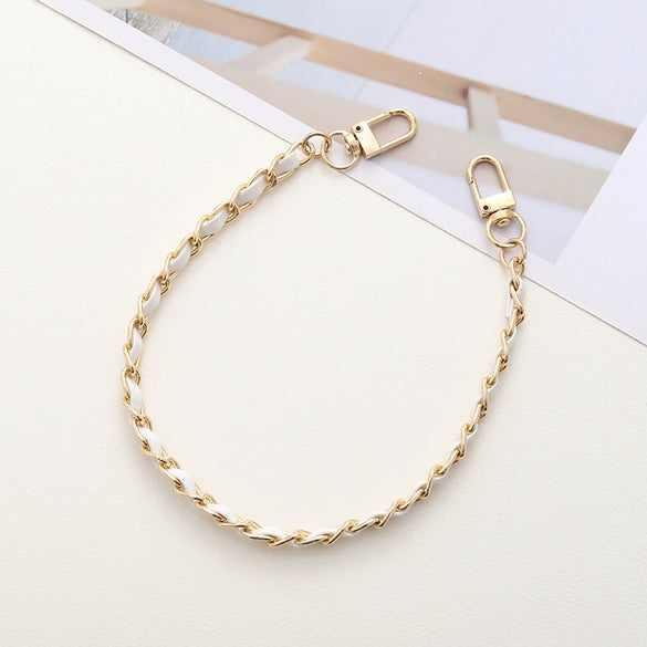 Handheld Chain Jewelry Accessories Metal Leather Double Chain Hand Knitted