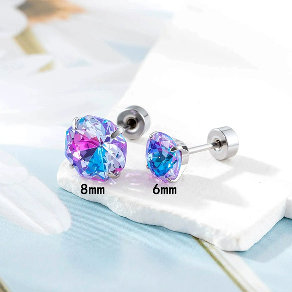 Handheld Flower Cut Zircon Titanium Steel Geometric Highend Piercing Earrings