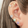 Handheld Flower Cut Zircon Titanium Steel Geometric Highend Piercing Earrings