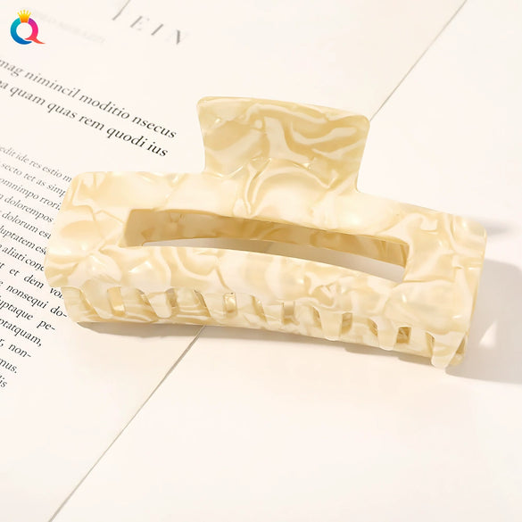 Handmade Acetate Leopard Print Shark Hair Clip For Women Retro Geometric Hair Accessory