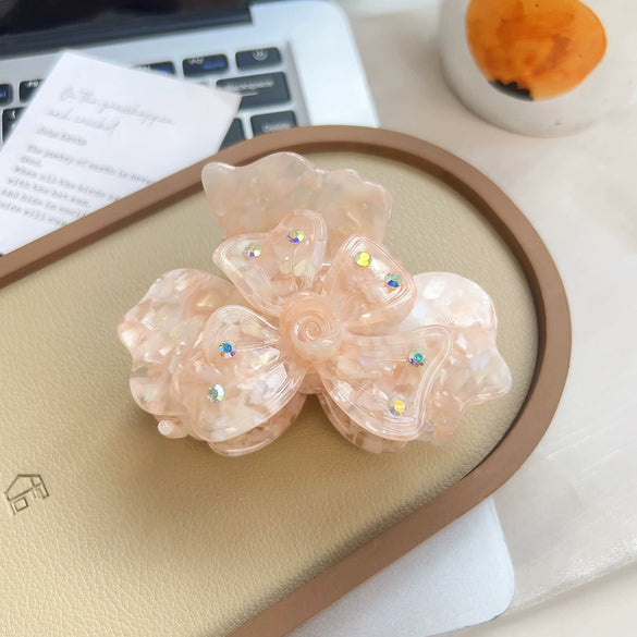 Handmade Acetic Acid Fourleaf Clover Flower Hair Clip For Women