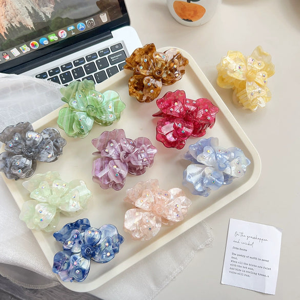Handmade Acetic Acid Fourleaf Clover Flower Hair Clip For Women