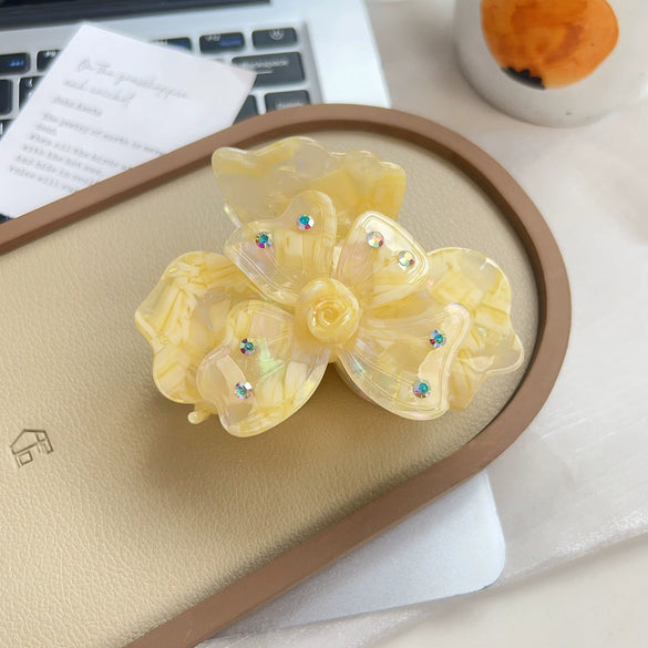 Handmade Acetic Acid Fourleaf Clover Flower Hair Clip For Women