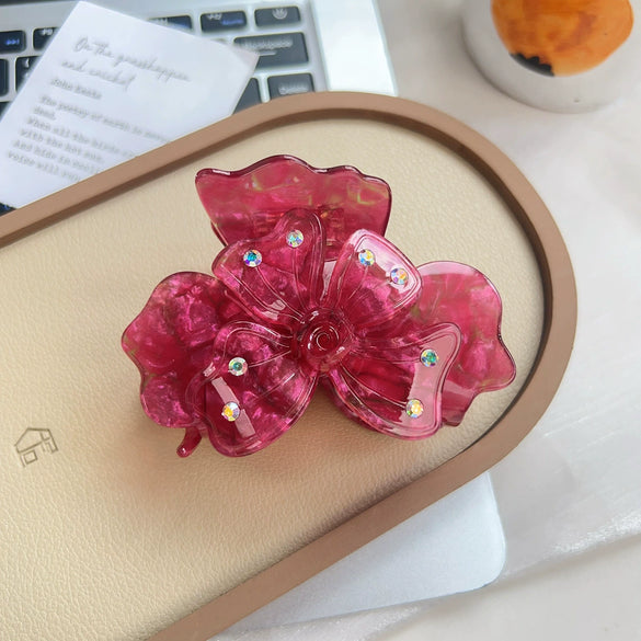 Handmade Acetic Acid Fourleaf Clover Flower Hair Clip For Women