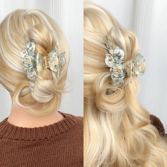 Handmade Acetic Acid Three Dimensional Flower Hair Clip For Women