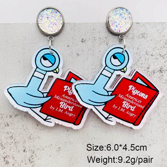 Handmade Acrylic Cartoon Animal Zodiac Geometric U Shaped Earrings