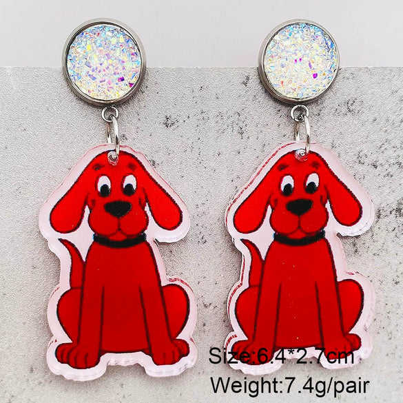 Handmade Acrylic Cartoon Animal Zodiac Geometric U Shaped Earrings