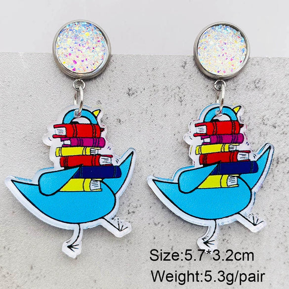 Handmade Acrylic Cartoon Animal Zodiac Geometric U Shaped Earrings
