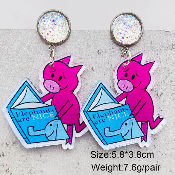 Handmade Acrylic Cartoon Animal Zodiac Geometric U Shaped Earrings