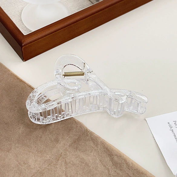 Handmade Acrylic Transparent Hair Grasp Clip With Lace Bow Pattern For Women