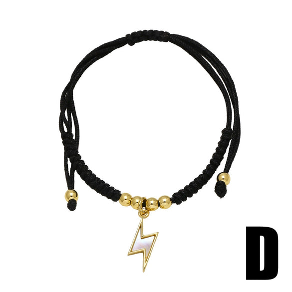 Handmade Adjustable Hand Rope Butterfly Star Bracelet In Copper With Heart Shape Letters Numbers Text Pattern And Electroplating For Women