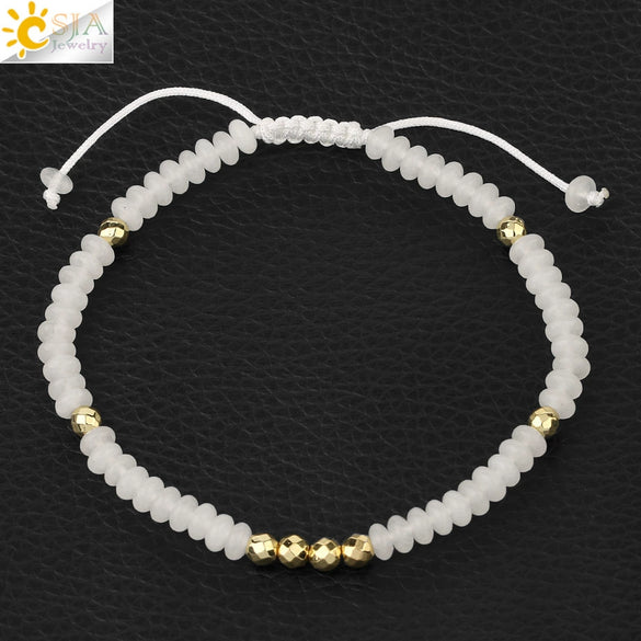 Handmade Adjustable Natural Crystal And Tourmaline Woven Bracelet Geometric Cut Stone Jewelry For Women Simple Style