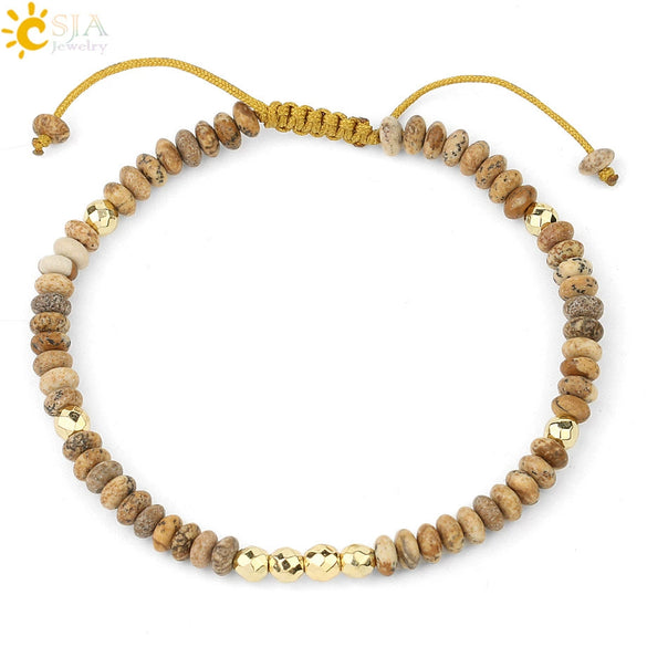 Handmade Adjustable Natural Crystal And Tourmaline Woven Bracelet Geometric Cut Stone Jewelry For Women Simple Style