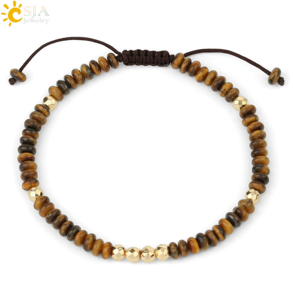 Handmade Adjustable Natural Crystal And Tourmaline Woven Bracelet Geometric Cut Stone Jewelry For Women Simple Style