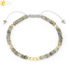 Handmade Adjustable Natural Crystal And Tourmaline Woven Bracelet Geometric Cut Stone Jewelry For Women Simple Style