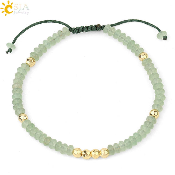 Handmade Adjustable Natural Crystal And Tourmaline Woven Bracelet Geometric Cut Stone Jewelry For Women Simple Style