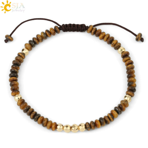 Handmade Adjustable Natural Crystal And Tourmaline Woven Bracelet Geometric Cut Stone Jewelry For Women Simple Style