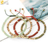 Handmade Adjustable Natural Crystal And Tourmaline Woven Bracelet Geometric Cut Stone Jewelry For Women Simple Style