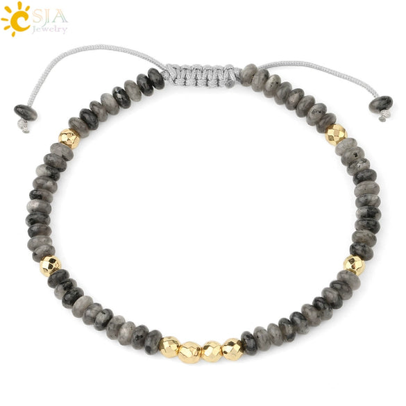 Handmade Adjustable Natural Crystal And Tourmaline Woven Bracelet Geometric Cut Stone Jewelry For Women Simple Style