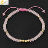Handmade Adjustable Natural Crystal And Tourmaline Woven Bracelet Geometric Cut Stone Jewelry For Women Simple Style